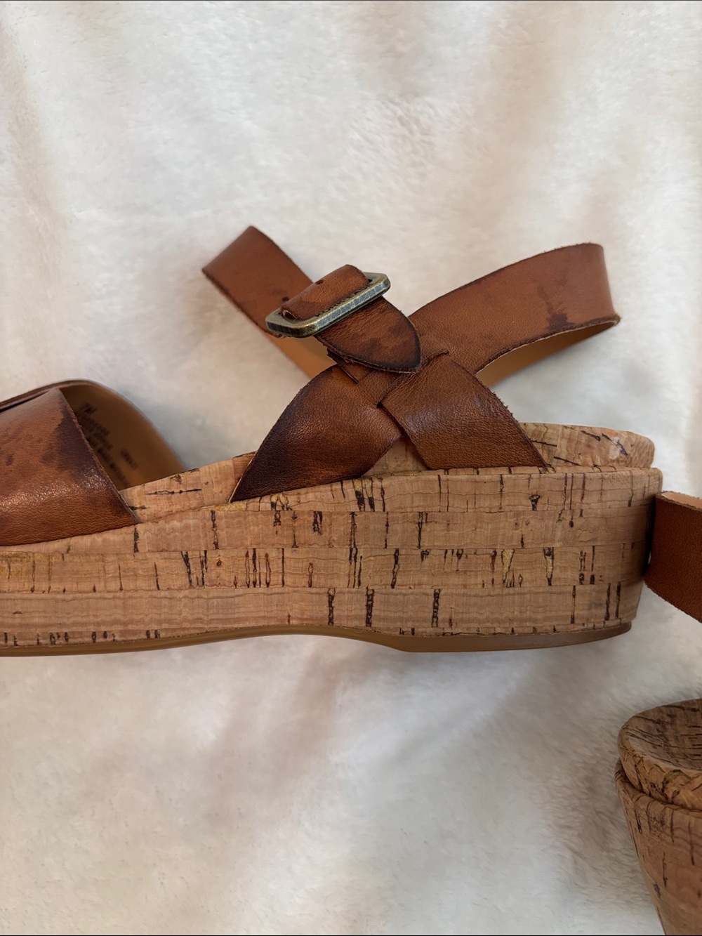 Kork-Ease Brown Leather Cork Wedge Sandals - Picture 5 of 6